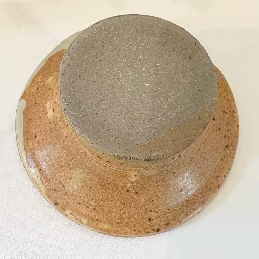 Anthony Stoneware Soap Dish Artisan Pottery Butternut Sponge Flower Frog